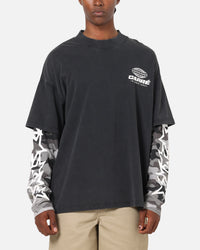 Carre Worldwide Layered Long Sleeve T-Shirt Black/Snow Camo