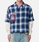 MNML Layered Thermal Button Up Long Sleeve Shirt Blue