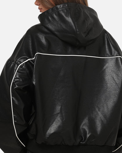 Carré Velocity Vegan Leather Bomber Jacket Black