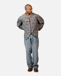 MNML Faded Print Flannel Shirt Grey