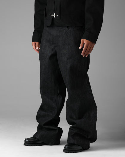 Loiter Selvedge Denim Boot Cut Jeans Black