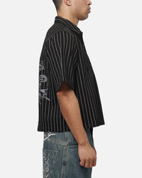Ed Hardy Eagle Button Up Shirt Black Pinstripe