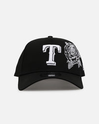 New Era Texas Rangers 'Ornate Rose' 9FORTY A-Frame Snapback Black/White
