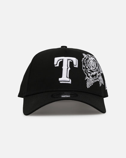 New Era Texas Rangers 'Ornate Rose' 9FORTY A-Frame Snapback Black/White