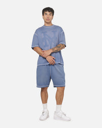 New Era Acid Wash Fleece Shorts Blue