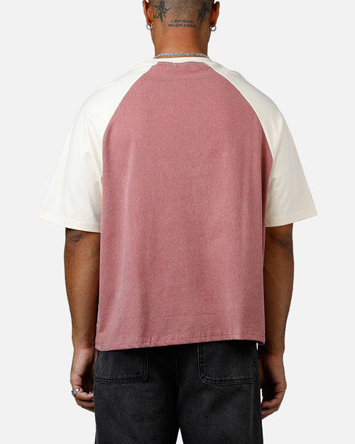 MNML Contrast Raglan T-Shirt Burgundy/Off White