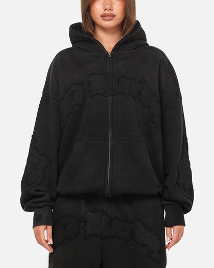 Ed Hardy Fray Zip Hoodie Black