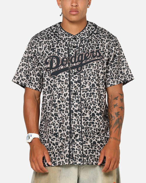 Majestic Athletic Los Angeles Dodgers Leopard Baseball Button Up Shirt Leopard