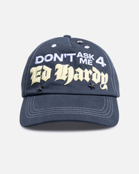 Ed Hardy Chrome Strapback Washed Blue