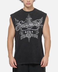Saint Morta Devotion Oversized Muscle T-Shirt Washed Black