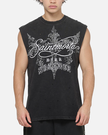 Saint Morta Devotion Oversized Muscle T-Shirt Washed Black