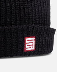 S Double Red Cube Low Beanie Black