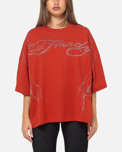 Ed Hardy Cyber Rhinestone T-Shirt Red
