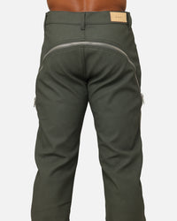 MNML D519 Leather Zipper Flare Pants Charcoal Grey