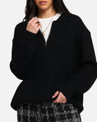 XXIII 3/4 Zip College Jumper Black