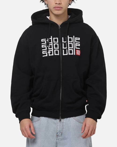 S Double Triple Block Zip Hoodie Black