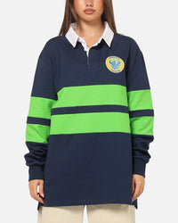 Bleacher Athletic Canberra Raiders NRL Legacy Rugby Polo Shirt Navy