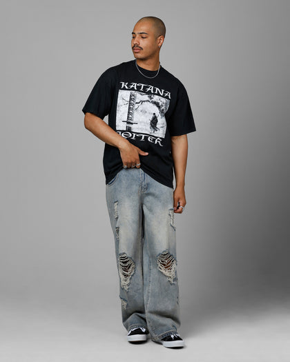 Loiter Katana Vintage T-Shirt Black Acidwash