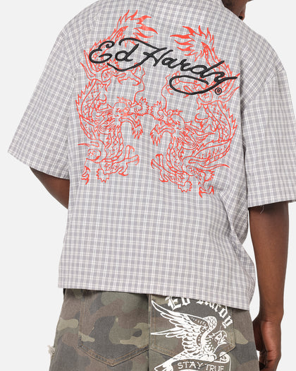 Ed Hardy Dragon Zip Shirt Grey/White