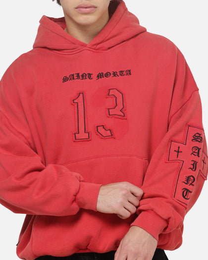 Saint Morta Requiem Boxy Hoodie Vintage Washed Red