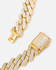 Saint Morta 18" 14mm Iced Interlink Chain Iced Gold