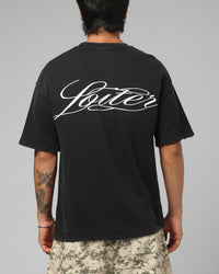 Loiter Script Boxy T-Shirt Washed Black