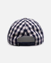 Von Dutch Distressed Plaid Dad Snapback Navy