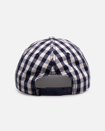 Von Dutch Distressed Plaid Dad Snapback Navy