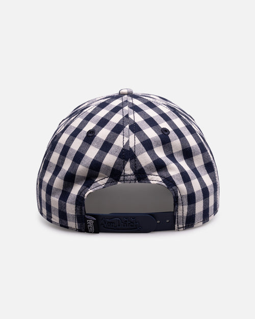 Von Dutch Distressed Plaid Dad Snapback Navy