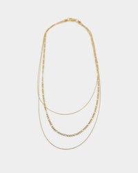 Raising Hell Women's Fine Chain Figaro Stack Necklace Set Gold
