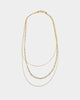 Raising Hell Women's Fine Chain Figaro Stack Necklace Set Gold