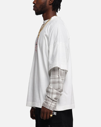 Loiter Layered Flannel T-Shirt Cream