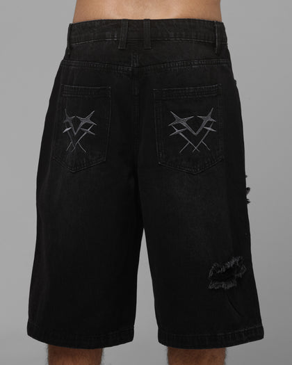 Loiter Distressed Jorts Black