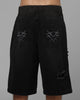 Loiter Distressed Jorts Black