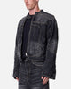 MNML Panelled Moto Denim Jacket Washed Black