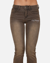 Ed Hardy Women's Tiger Bootcut Jeans Brown