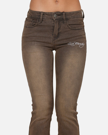 Ed Hardy Women's Tiger Bootcut Jeans Brown