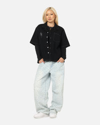 Saint Morta Fray Contrast Button Up Shirt Contrast Black