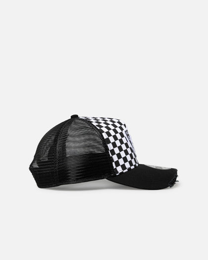 New Era Las Vegas Raiders 'Checker Trucker' 9FORTY A-Frame Trucker Snapback White