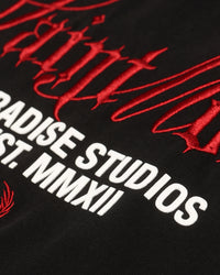 Saint Morta Regal Scripture Boxy T-Shirt Black Acidwash