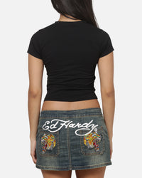 Ed Hardy Women's Stallion V Neck Baby T-Shirt Black