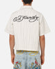 Ed Hardy Euro Short Sleeve Button Up Shirt White Pinstripe