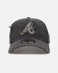 New Era Atlanta Braves 'Patent Leather' 9FORTY A-Frame Strapback Washed Black