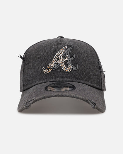 New Era Atlanta Braves 'Patent Leather' 9FORTY A-Frame Strapback Washed Black