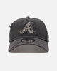 New Era Atlanta Braves 'Patent Leather' 9FORTY A-Frame Strapback Washed Black