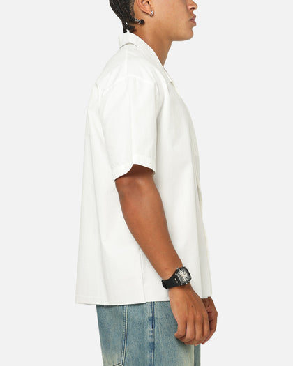 Saint Morta Raw Cut Twill Button Up Shirt Off White