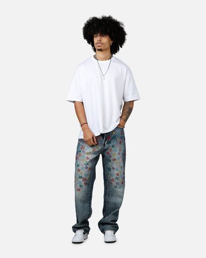 MNML Ultra Baggy Star Denim Jeans Vintage Blue