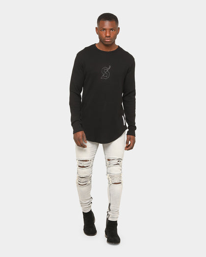 Saint Morta Men's Icon Waffle Long Sleeve T-Shirt Black/Black
