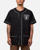 Majestic Athletic Las Vegas Raiders Denim Button Up Shirt Washed Black Denim