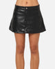 Ed Hardy Women's Vegan Leather Biker Mini Skirt Black
